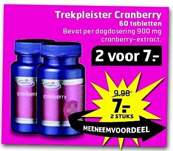 Aanbiedingen Trekpleister cranberry 60 tabletten - Huismerk - Trekpleister - Geldig van 05/08/2014 tot 17/08/2014 bij Trekpleister