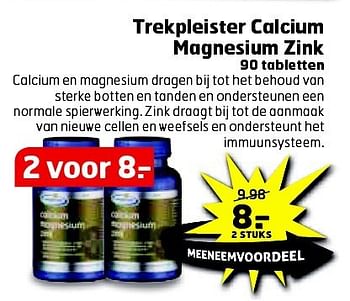 Aanbiedingen Trekpleister calcium magnesium zink - Huismerk - Trekpleister - Geldig van 05/08/2014 tot 17/08/2014 bij Trekpleister