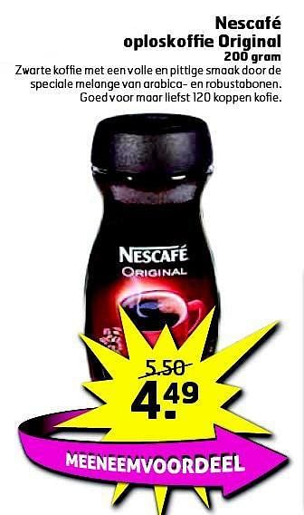 Aanbiedingen Nescafé oploskoffie original - Nescafe - Geldig van 05/08/2014 tot 17/08/2014 bij Trekpleister