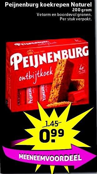Aanbiedingen Peijnenburg koekrepen naturel - Peijnenburg - Geldig van 05/08/2014 tot 17/08/2014 bij Trekpleister