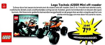 Aanbiedingen Lego technic 42001 mini off-roader - Lego - Geldig van 05/08/2014 tot 17/08/2014 bij Trekpleister