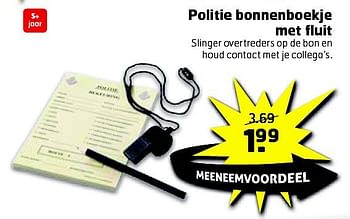 Aanbiedingen Politie bonnenboekje met fluit - Huismerk - Trekpleister - Geldig van 05/08/2014 tot 17/08/2014 bij Trekpleister