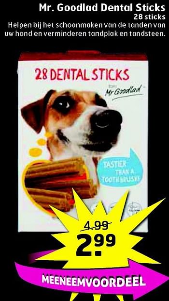 Aanbiedingen Mr. goodlad dental sticks - Mr. Goodlad - Geldig van 05/08/2014 tot 17/08/2014 bij Trekpleister
