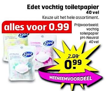 Aanbiedingen Edet vochtig toiletpapier - Edet - Geldig van 05/08/2014 tot 17/08/2014 bij Trekpleister