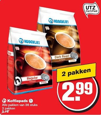 Aanbiedingen Koffiepads - Huismerk - Hoogvliet - Geldig van 06/08/2014 tot 12/08/2014 bij Hoogvliet