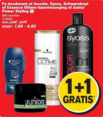 Aanbiedingen Fa deodorant of douche, syoss, schwarzkopf - Fa - Geldig van 06/08/2014 tot 12/08/2014 bij Hoogvliet