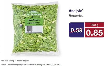 Aanbiedingen Andijvie fijngesneden - All Seasons - Geldig van 06/08/2014 tot 12/08/2014 bij Aldi