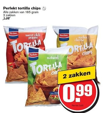 Aanbiedingen Perfekt tortilla chips - Perfekt - Geldig van 06/08/2014 tot 12/08/2014 bij Hoogvliet