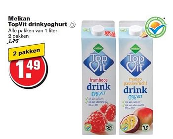Aanbiedingen Melkan topvit drinkyoghurt - Melkan - Geldig van 06/08/2014 tot 12/08/2014 bij Hoogvliet
