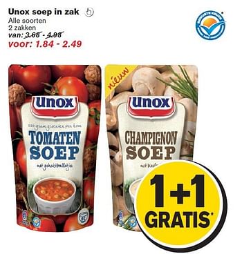 Aanbiedingen Unox soep in zak - Unox - Geldig van 06/08/2014 tot 12/08/2014 bij Hoogvliet
