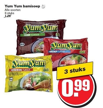 Aanbiedingen Yum yum bamisoep - Yum Yum - Geldig van 06/08/2014 tot 12/08/2014 bij Hoogvliet
