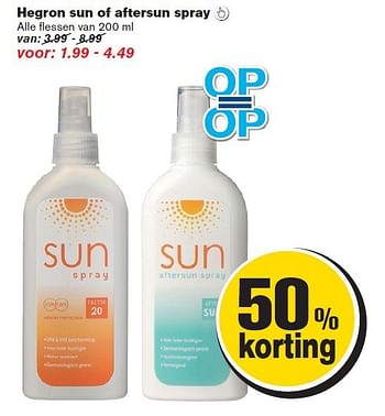 Aanbiedingen Hegron sun of aftersun spray - Hegron - Geldig van 06/08/2014 tot 12/08/2014 bij Hoogvliet