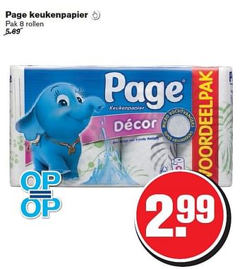 Aanbiedingen Page keukenpapier - Page - Geldig van 06/08/2014 tot 12/08/2014 bij Hoogvliet