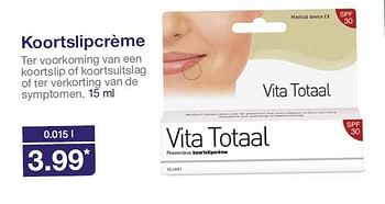 Aanbiedingen Koortslipcrème - Vita Totaal - Geldig van 06/08/2014 tot 12/08/2014 bij Aldi
