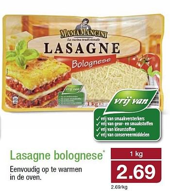 Aanbiedingen Lasagne bolognese eenvoudig op te warmen in de oven - Mama Mancini - Geldig van 06/08/2014 tot 12/08/2014 bij Aldi