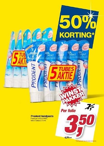 Aanbiedingen Prodent tandpasta - Prodent - Geldig van 06/08/2014 tot 19/08/2014 bij Makro