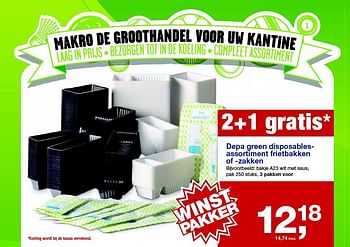 Aanbiedingen Depa green disposablesassortiment frietbakken of -zakken - Depa - Geldig van 06/08/2014 tot 09/09/2014 bij Makro
