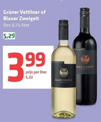 Aanbiedingen Grüner veltliner of blauer zweigelt - Rode wijnen - Geldig van 07/08/2014 tot 13/08/2014 bij Spar