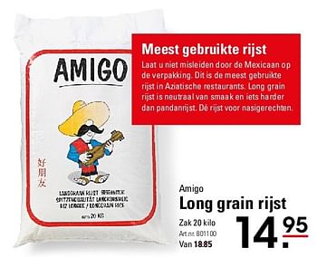 Aanbiedingen Long grain rijst - Amigo - Geldig van 07/08/2014 tot 25/08/2014 bij Sligro