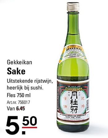 Aanbiedingen Sake - Gekkeikan - Geldig van 07/08/2014 tot 25/08/2014 bij Sligro