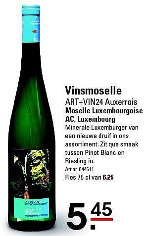 Aanbiedingen Vinsmoselle art+vin24 auxerrois - Witte wijnen - Geldig van 07/08/2014 tot 25/08/2014 bij Sligro