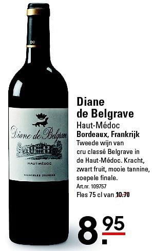 Aanbiedingen Diane de belgrave haut-médoc - Rode wijnen - Geldig van 07/08/2014 tot 25/08/2014 bij Sligro
