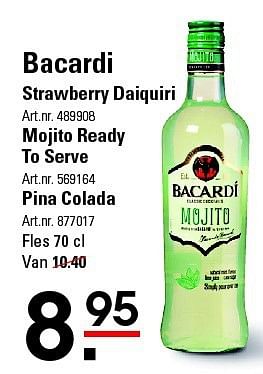 Aanbiedingen Bacardi strawberry daiquiri - Bacardi - Geldig van 07/08/2014 tot 25/08/2014 bij Sligro
