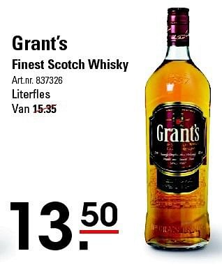 Aanbiedingen Grant`s finest scotch whisky - Grant's - Geldig van 07/08/2014 tot 25/08/2014 bij Sligro