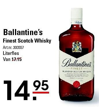 Aanbiedingen Ballantine`s finest scotch whisky - Ballantine's - Geldig van 07/08/2014 tot 25/08/2014 bij Sligro