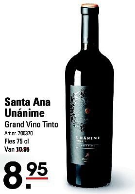 Aanbiedingen Santa ana unánime grand vino tinto - Rode wijnen - Geldig van 07/08/2014 tot 25/08/2014 bij Sligro