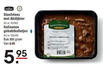 Aanbiedingen Stoofvlees met abdijbier - Meesterschap - Geldig van 07/08/2014 tot 25/08/2014 bij Sligro