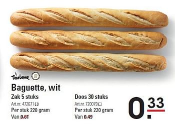 Aanbiedingen Baguette, wit - TRESBONNE - Geldig van 07/08/2014 tot 25/08/2014 bij Sligro