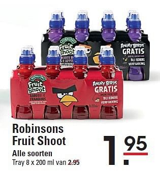 Aanbiedingen Robinsons fruit shoot - Robinsons - Geldig van 07/08/2014 tot 25/08/2014 bij Sligro