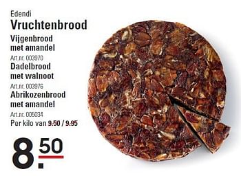 Aanbiedingen Edendi vruchtenbrood vijgenbrood met amandel - Edendi - Geldig van 07/08/2014 tot 25/08/2014 bij Sligro