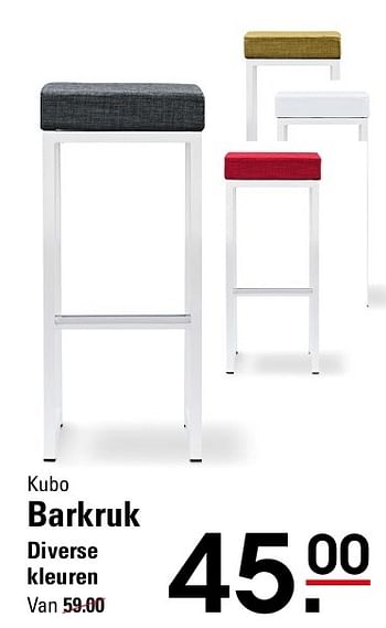 Aanbiedingen Kubo barkruk diverse kleuren - Kubo - Geldig van 07/08/2014 tot 25/08/2014 bij Sligro