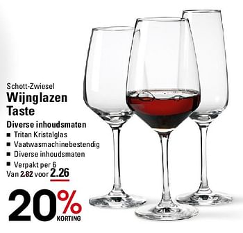Aanbiedingen Schott-zwiesel wijnglazen taste - Schott Zwiesel - Geldig van 07/08/2014 tot 25/08/2014 bij Sligro