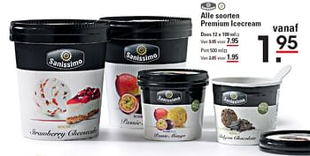 Aanbiedingen Alle soorten premium icecream - sanissimo - Geldig van 07/08/2014 tot 25/08/2014 bij Sligro