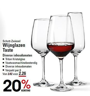 Aanbiedingen Schott-zwiesel wijnglazen taste diverse inhoudsmaten - Schott Zwiesel - Geldig van 07/08/2014 tot 25/08/2014 bij Sligro
