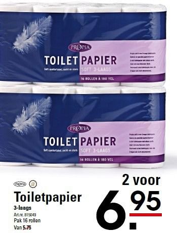 Aanbiedingen Toiletpapier 3-laags - Propia - Geldig van 07/08/2014 tot 25/08/2014 bij Sligro