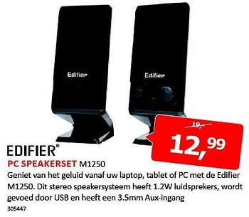 Aanbiedingen Edifier pc speakerset m1250 - Edifier - Geldig van 08/08/2014 tot 24/08/2014 bij De Harense Smid