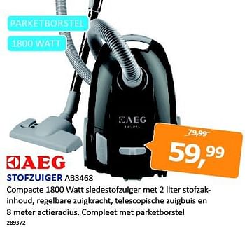 Aanbiedingen Aeg stofzuiger ab3468 - AEG - Geldig van 08/08/2014 tot 24/08/2014 bij De Harense Smid