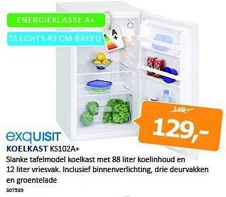 Aanbiedingen Exquisit koelkast ks102a+ - Exquisit - Geldig van 08/08/2014 tot 24/08/2014 bij De Harense Smid