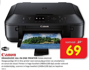 Aanbiedingen Canon draadloze all-in-one printer pixma mg5550 - Canon - Geldig van 08/08/2014 tot 24/08/2014 bij It's Electronics