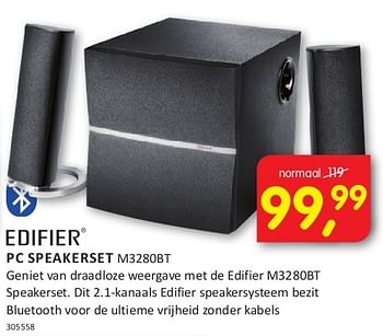 Aanbiedingen Edifier pc speakerset m3280bt - Edifier - Geldig van 08/08/2014 tot 24/08/2014 bij It's Electronics