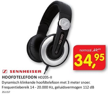Aanbiedingen Sennheiser hoofdtelefoon hd205-ii - Sennheiser  - Geldig van 08/08/2014 tot 24/08/2014 bij It's Electronics