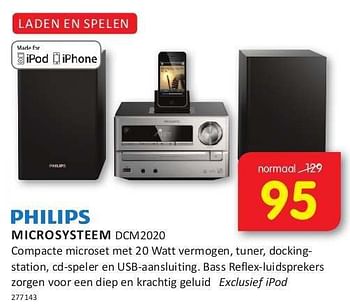 Aanbiedingen Philips microsysteem dcm2020 - Philips - Geldig van 08/08/2014 tot 24/08/2014 bij It's Electronics