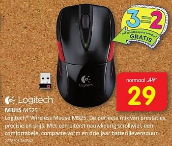 Aanbiedingen Logitech muis m525 - Logitech - Geldig van 08/08/2014 tot 24/08/2014 bij It's Electronics