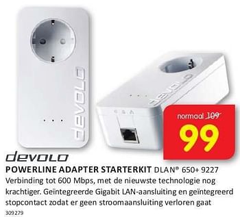 Aanbiedingen Devolo powerline adapter starterkit dlan 650+ 9227 - Devolo - Geldig van 08/08/2014 tot 24/08/2014 bij It's Electronics