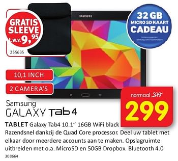 Aanbiedingen Samsung tablet galaxy tab4 10.1 - Samsung - Geldig van 08/08/2014 tot 24/08/2014 bij It's Electronics
