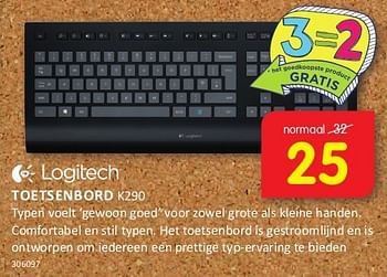 Aanbiedingen Logitech toetsenbord k290 - Logitech - Geldig van 08/08/2014 tot 24/08/2014 bij It's Electronics